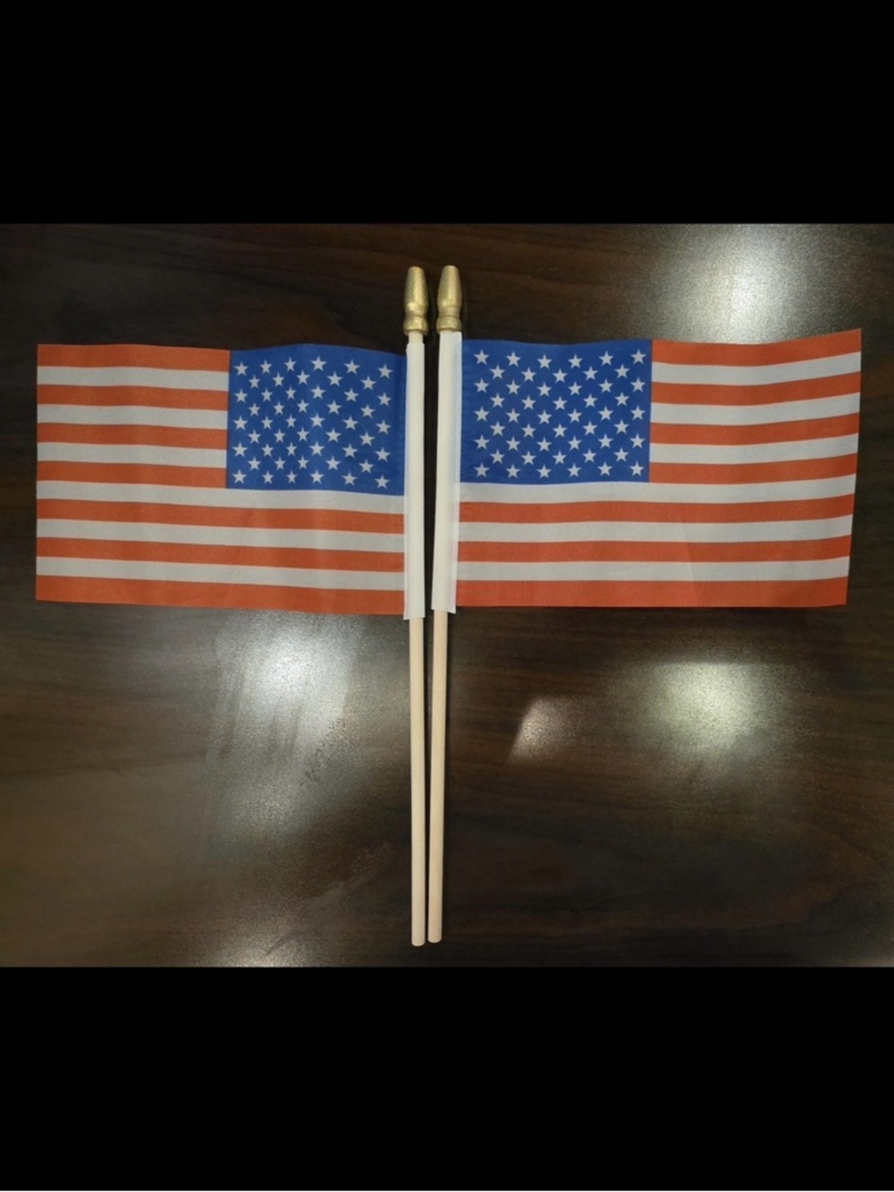 NWT! Set of 2 American Flags with Wood pole